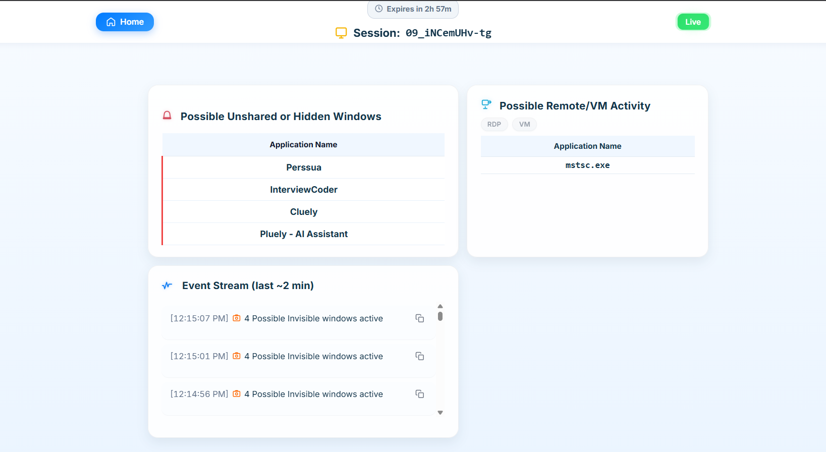 Fair Screen dashboard