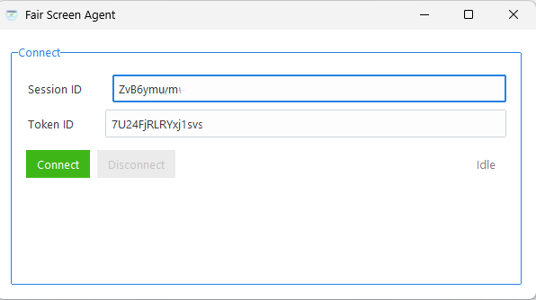 Enter Session ID and Token ID in the Agent